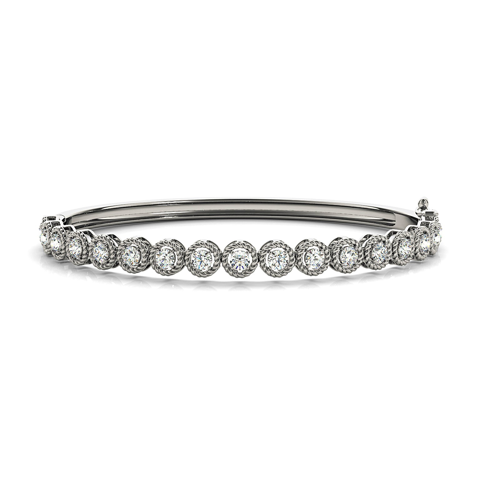 Filigree Halo 1.75 ctw Diamond Bangle Bracelet-VIRABYANI